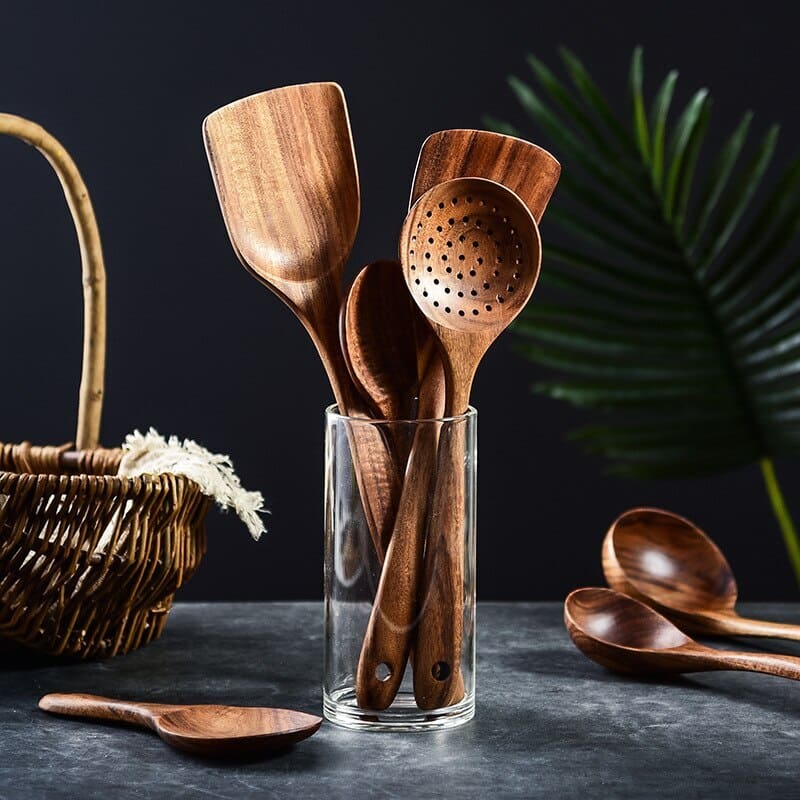 Kit Utensílios de Cozinha 7 Peças de Madeira 11
