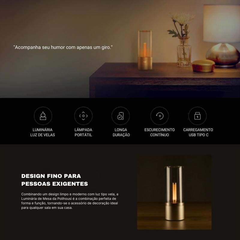 Luminária de Mesa Decorativa Portátil de Led Polihousi 13