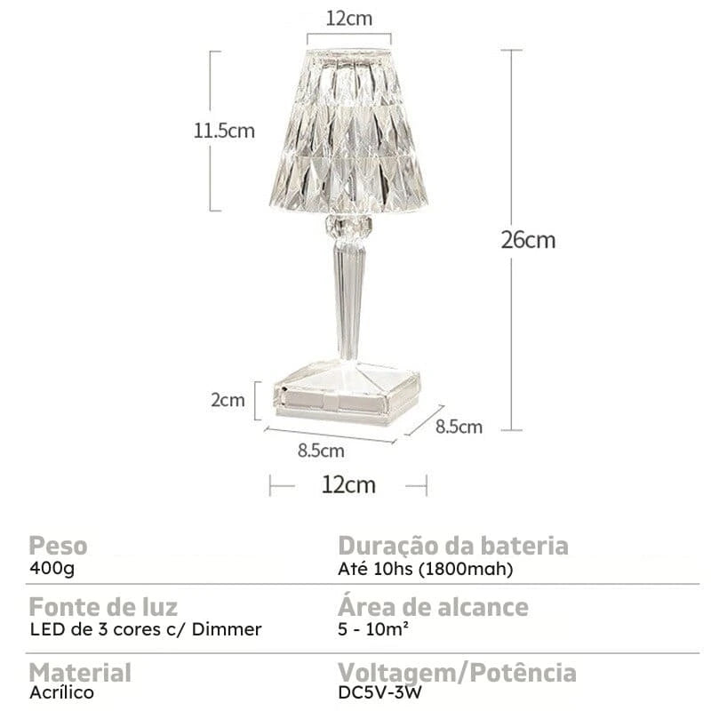 Luminária de Mesa Led Sem Fio 3 em 1 Premium Polihousi Cridia™ 22