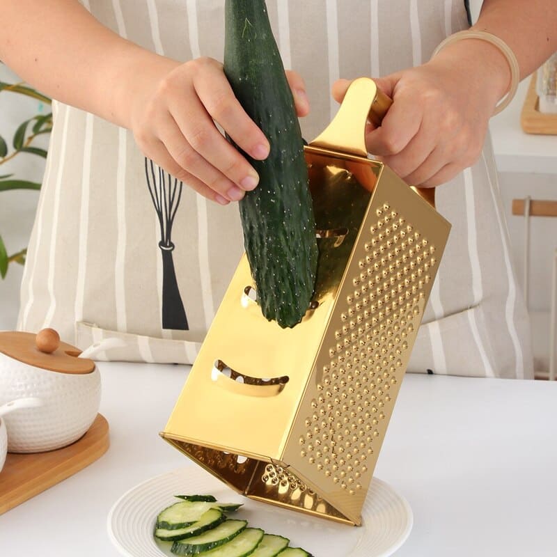 Ralador de Queijo e Legumes Multifuncional Dourado Inox 8