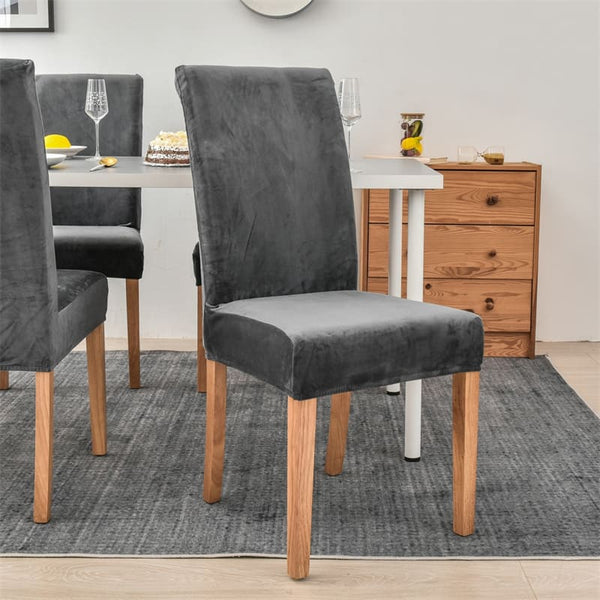 Capa Para Cadeira de Jantar Suede Premium Cinza Escuro Polihousi 1