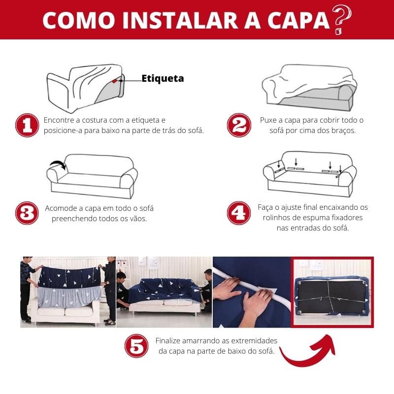 Capa para Sofá Spandex Lisa - Azul Marinho 8
