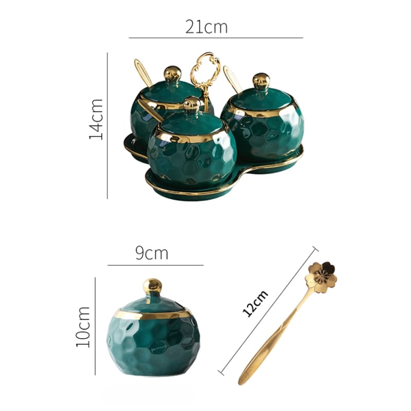 Conjunto de Potes Cerâmica Kit Açucareiro e Saleiro Polihousi 16