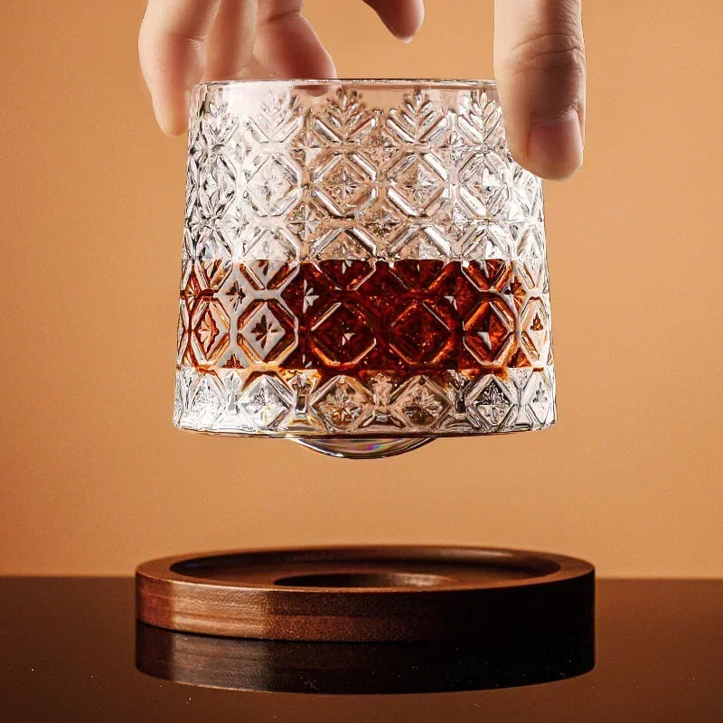 Copo de Whisky Cristal com Base Rotativo Bar em Casa Polihousi 1
