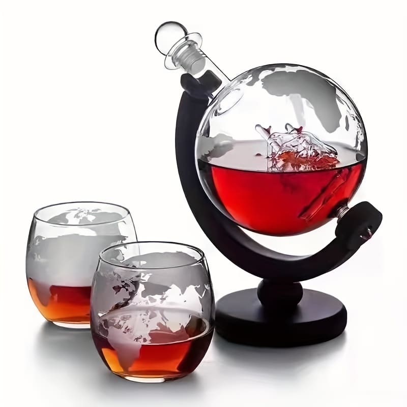 Decanter Whisky Globo Conjunto Recipiente de Vidro Polihousi 11