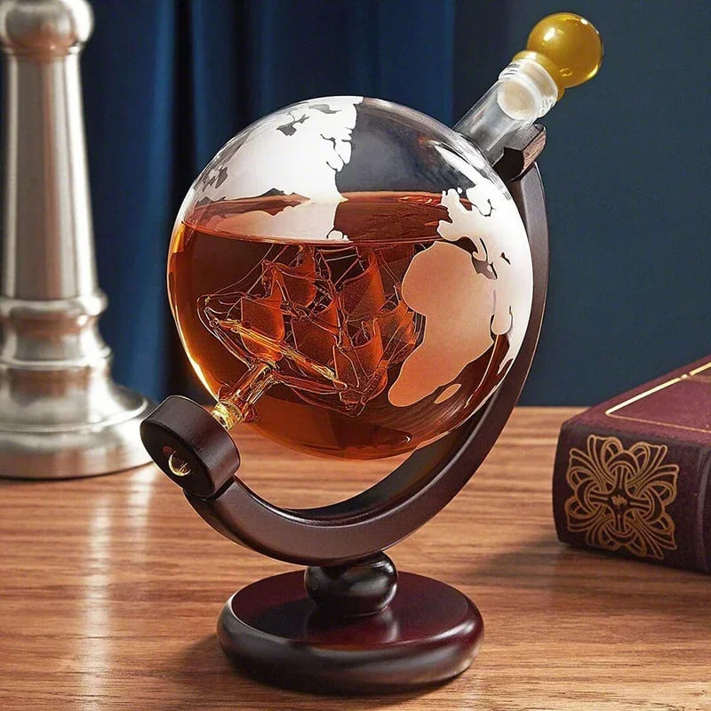 Decanter Whisky Globo Conjunto Recipiente de Vidro Polihousi 7