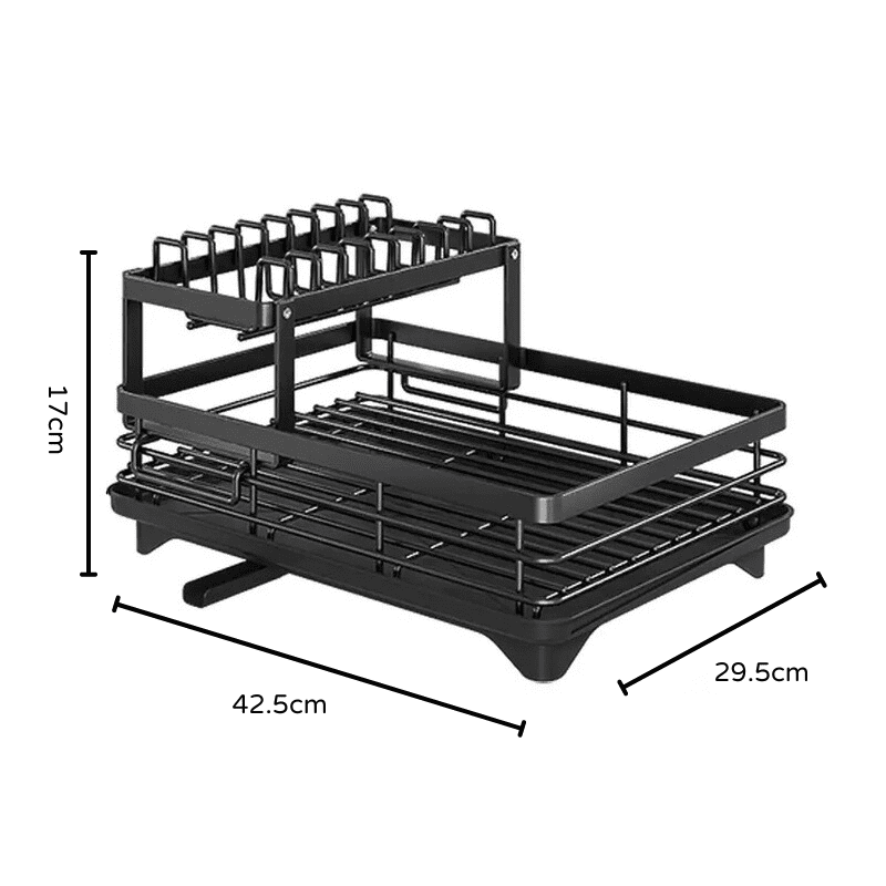 Escorredor de Louça Preto com Bandeja Coletora Metal Polihousi 10