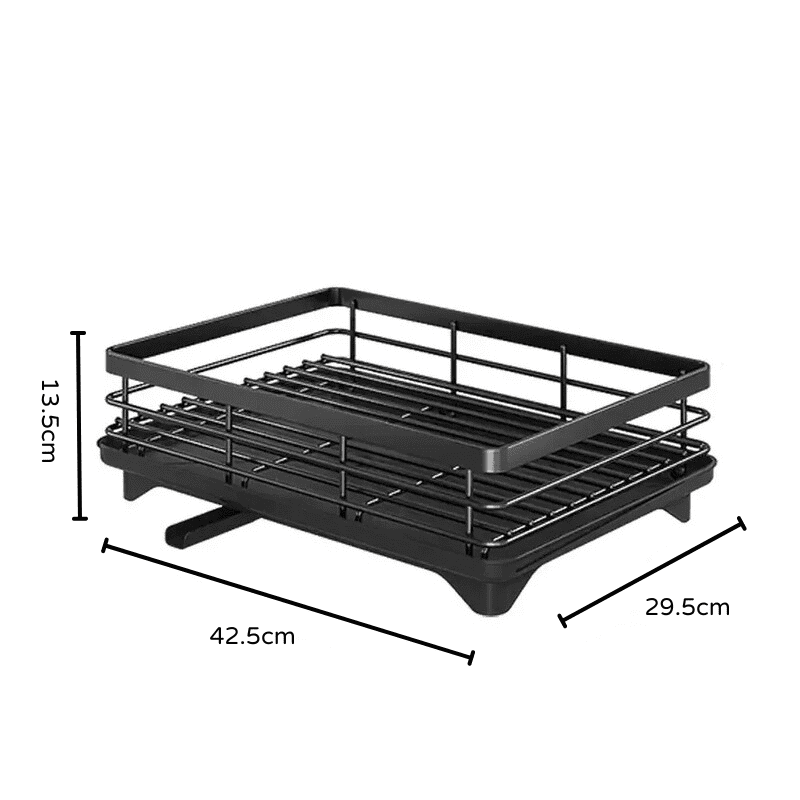 Escorredor de Louça Preto com Bandeja Coletora Metal Polihousi 9