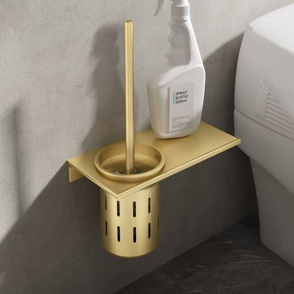 Escova Sanitária para Banheiro com Suporte Alumínio Dourado Polihousi 1