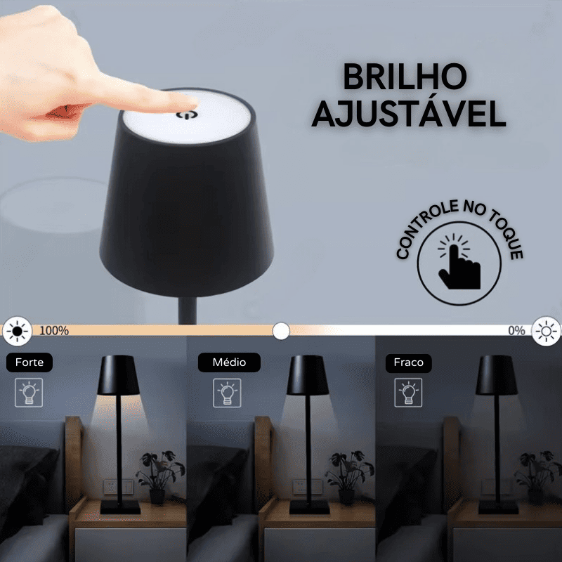 Luminária de Mesa LED Abajur Quarto Sala Portátil Polihousi 8