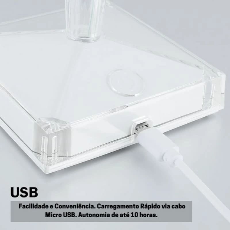 Luminária de Mesa LED Diamante USB 3 em 1 Sem Fio Polihousi 23