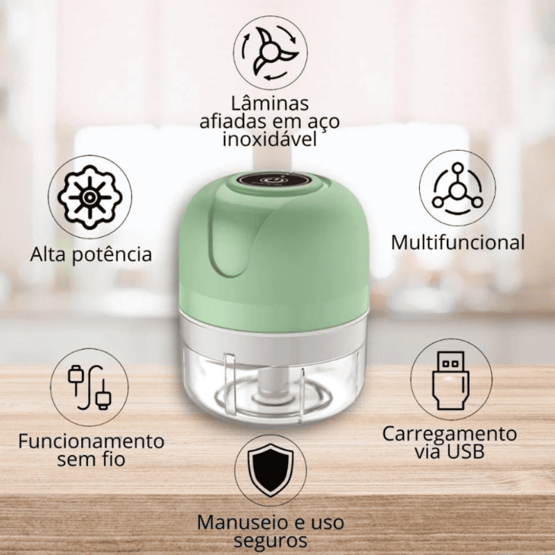 Processador de Alimentos Mini Elétrico USB Portátil Polihousi 5