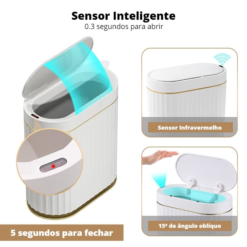 Lixeira para Banheiro e Cozinha Automática com Sensor Inteligente 3